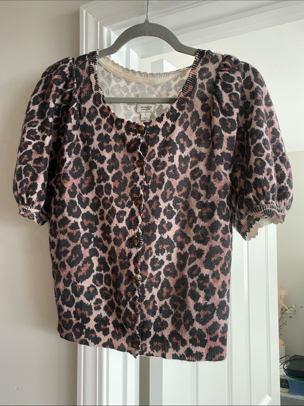 Maeve short sleeve leopard print sweater